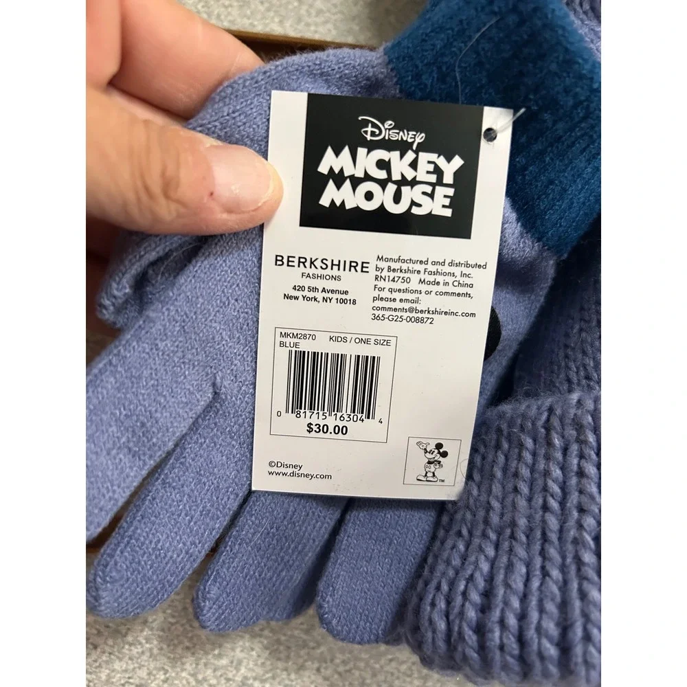 Disney Mickey Mouse Kids Blue 3pc Winter Hat Scarf‎ Gloves Set NEW